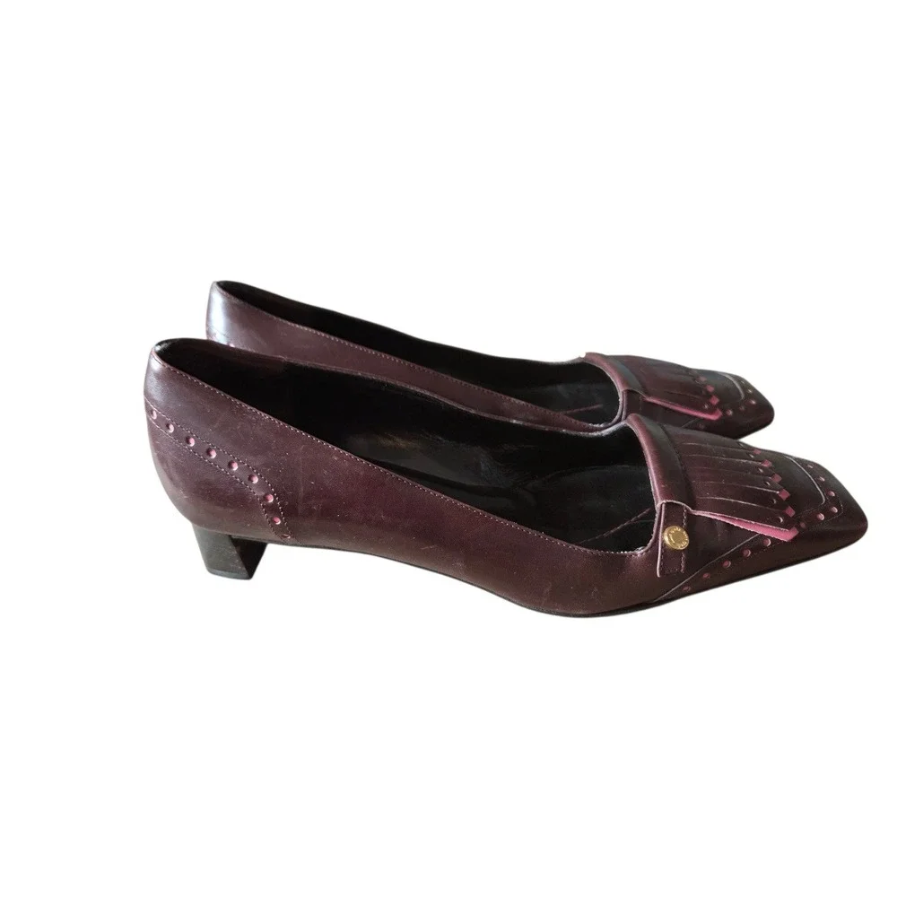 Vintage Kate Spade Brown Leather Fringe Pumps –‎ Made in Italy – Size 7